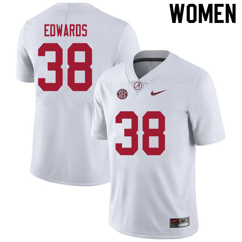 Alabama Crimson Tide Women's Jalen Edwards #38 White NCAA Nike Authentic Stitched 2020 College Football Jersey TG16K22UP
